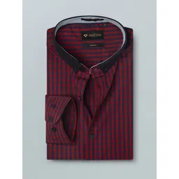 INVICTUS Red & Navy Checked Slim Formal Shirt-picture-13