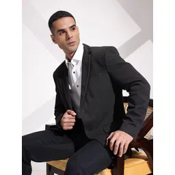 INVICTUS Slim Fit Textured Notched Lapel Collar Single-Breasted Formal Blazer-picture-30