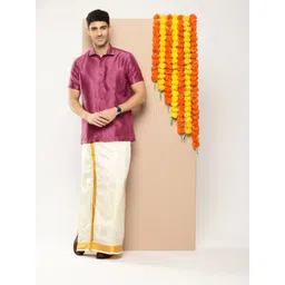 INVICTUS Spread Collar Opaque Festive Onam Shirt image 5
