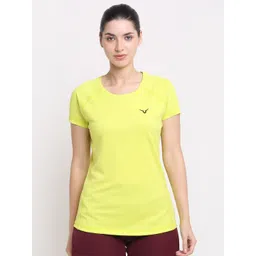 invincible Women Solid Round Neck Polyester Yellow T-Shirt-picture-11