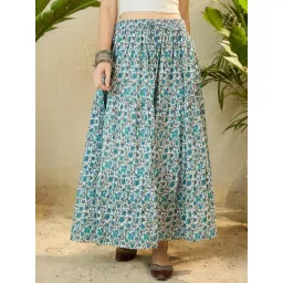 Inweave Blue Elastic Floral Skirt-picture-16