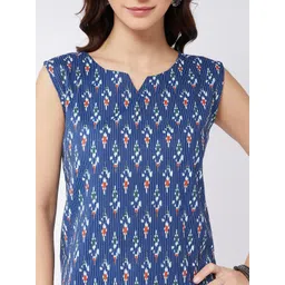 InWeave Blue Geometric Printed Cotton Top image 2
