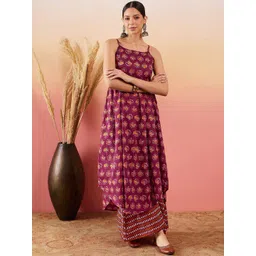 InWeave Floral Printed Regular Pure Cotton Kurta With Palazzos-picture-33