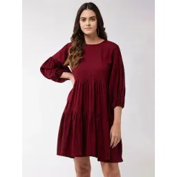Inweave Maroon Midi Empire-Line Dress-picture-24