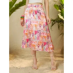 Inweave Peach Satin Printed Skirt-picture-12