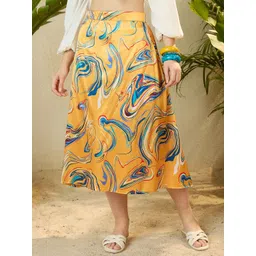 InWeave Printed A-Line Midi Skirt-image-3