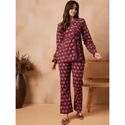 InWeave Printed Pure Cotton Top With Trousers And Belt Co-Ords-picture-23