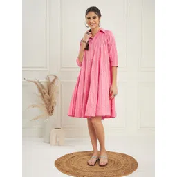 InWeave Printed Shirt Collar A-Line Dress-picture-27