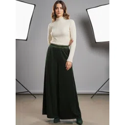 InWeave Women Flared Velvet Palazzos-picture-42