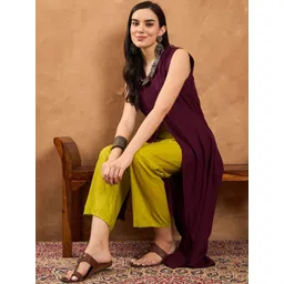 InWeave Women Front High Slit Kurta with Trousers-picture-19