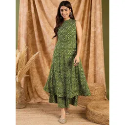 InWeave Women Geometric Printed A-Line Kurta with Palazzo image 1