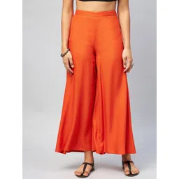 InWeave Women Orange Flared Palazzos-picture-30