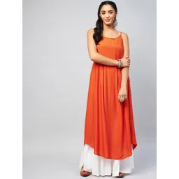 InWeave Women Orange Solid eSleeveless Kurta-picture-15
