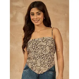 InWeave Women Printed Shoulder Straps Tie-Up Crop Top-picture-24