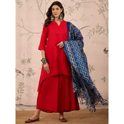 InWeave Women Regular Kurta with Palazzos & With Dupatta-picture-11