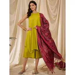 InWeave Women Regular Kurta with Palazzos & With Dupatta-picture-13