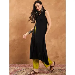 InWeave Women Solid A-Line Kurta with Palazzos-picture-25