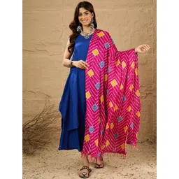 InWeave Women Solid A-Line Kurta with Palazzos & Dupatta-picture-25