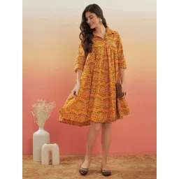 Inweave Yellow Printed A-Line Dress-picture-22