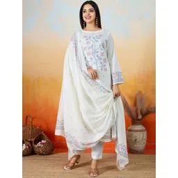 IOLY Floral Printed Pure Cotton Straight Kurta With Trouser And Dupatta-picture-27