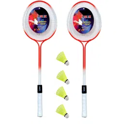 ionex Double Shaft Multicolor Set Of 2 Piece Badminton Racket With 6 Piece Plastic Shuttle Badminton Kit-picture-11