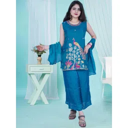 IQRA ENTERPRISE Women Ethnic Motifs Embroidered Regular Thread Work Kurta with Palazzos & With Dupatta-picture-19
