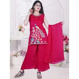IQRA ENTERPRISE Women Ethnic Motifs Embroidered Regular Thread Work Kurti with Palazzos & With Dupatta-picture-13