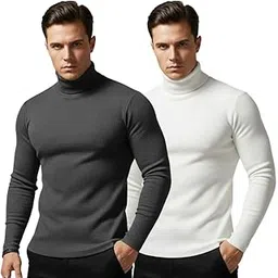 irana Men Highneck Winter Sweater | Woolen High Neck for Men | Full Sleeve Ribbed Turtleneck Pullover | Warm Winter Wear High Neck Top | Stylish Solid Slim Fit Highneck-Pack of 2-picture-14