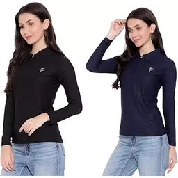 irana Women Full Sleeve Polo T-Shirt Cotton Regular Fit | Stylish Collared Tee Top for Women & Girls |Long Sleeve T Shirt for Office, Gym, Travel & Casual Wear-Pack of 2-picture-14