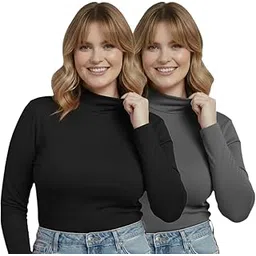 irana Women Highneck Full Sleeve Winter Top – Women High Neck Turtleneck Slim Fit Stretchable Warm Winterwear Top for Girls & Ladies | Casual Office College Wear High Neck -Pack of 2-picture-38