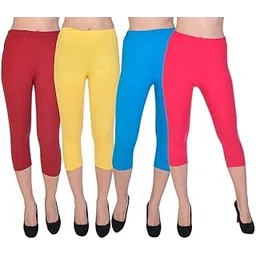 irana Women’s Cotton Capri Leggings|3/4 Length Slim Fit Mid Waist Stretchable Capri Pants for Women |Capri for Gym, Yoga, Running, Lounge, Home & Travel | Regular Fit Bottom Wear-Pack of 4-picture-31