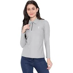 Women Full Sleeve Polo T-Shirt Cotton Regular Fit | Stylish Collared Tee Top for Women & Girls | Soft Breathable Fabric Polo Neck Long Sleeve T Shirt for Office, Gym, Travel & Casual Wear-image-36