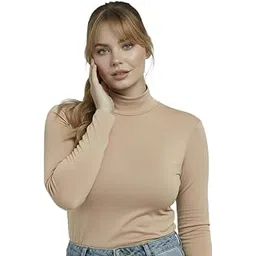 Women Highneck Full Sleeve Winter Top – Stylish Women High Neck Turtleneck Slim Fit Stretchable Warm Winterwear Top for Girls & Ladies | Casual Office College Wear High Neck Tee-Pack of 1-image-32