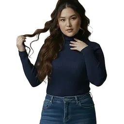 Women Highneck Full Sleeve Winter Top – Stylish Women High Neck Turtleneck Slim Fit Stretchable Warm Winterwear Top for Girls & Ladies | Casual Office College Wear High Neck Tee-Pack of 1-image-29