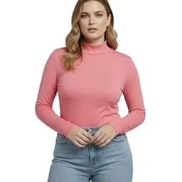 Women Highneck Full Sleeve Winter Top – Stylish Women High Neck Turtleneck Slim Fit Stretchable Winterwear Top for Girls & Ladies | Casual Office College Wear High Neck Tee-image-30