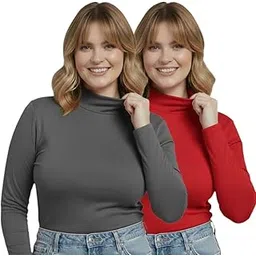 Women Highneck Full Sleeve Winter Top – Women High Neck Turtleneck Slim Fit Stretchable Warm Winterwear Top for Girls & Ladies | Casual Office College Wear High Neck -Pack of 2-image-6