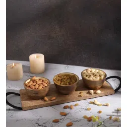 ireka homes Brown & Yellow Mango Wood Appetizer Platter-picture-26