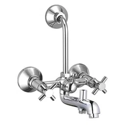 IRIS CAST1 Brass Chrome Finish 3-in-1 Wall Mixer with Provision for Overhead Shower &a; 125mm Long Bend Pipe-picture-23