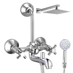 IRIS CAST305 Brass 3-in-1 Wall Mixer Set with Shower Arms &a; Head-picture-45