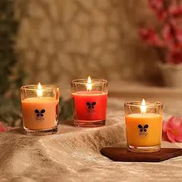 Iris Home Fragrances Fragranced Shot Glass Candles Pack of 3 -Damask Rose- Mango Sorbet- Peach Pomogranate- 40g Each- Burn time 8 hrs per Candle-picture-12