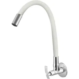IRIS Passion Brass Chrome Finish White Flexible Sink Cock with Wall Flange-picture-31
