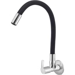 IRIS Q3 Brass Chrome Finish Black Flexible Sink Cock with Wall Flange-picture-37