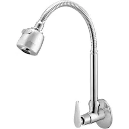 IRIS Slim Brass Chrome Finish Silver Flexible Sink Cock with Wall Flange-picture-27