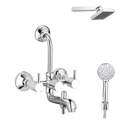 IRIS Turbo Brass 3-in-1 Wall Mixer with Head Shower &a; Multi Flow Hand Shower with 1.5m Flexible Tube-picture-26