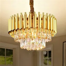 ishani Premium 300mm Golden Italian K9 Crystal Metal Chandelier – Ceiling Fixture Chandelier Ceiling Lamp-picture-10