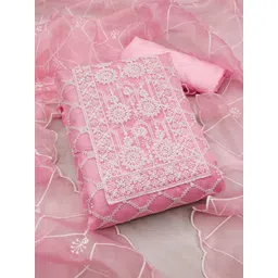 Ishin Floral Embroidered Organza Unstitched Dress Material-picture-14