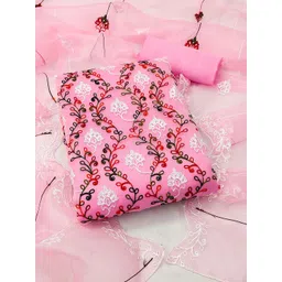 Ishin Floral Embroidered Organza Unstitched Dress Material-picture-16