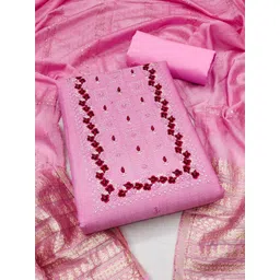 Ishin Floral Embroidered Pure Cotton Unstitched Dress Material-picture-15