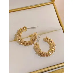 ISHKAARA Gold-Plated Contemporary Hoop Earrings-picture-12