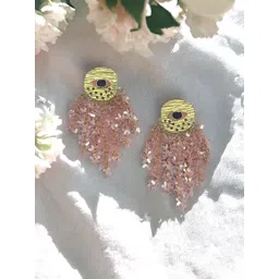 ISHKAARA Gold-Plated Contemporary  Tassel Long Feather Drop Earrings-picture-24